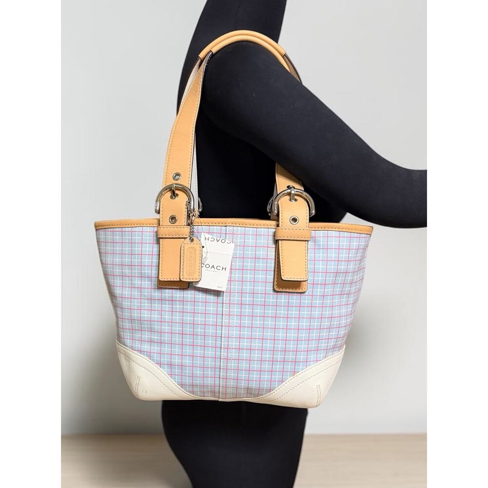 NWT Vintage Coach 1823 Soho Plaid Twill Tote & Wristlet - Picture 9 of 14
